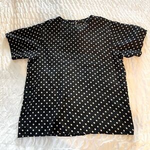 Vintage, Silk, Polka Dot Black and White Top